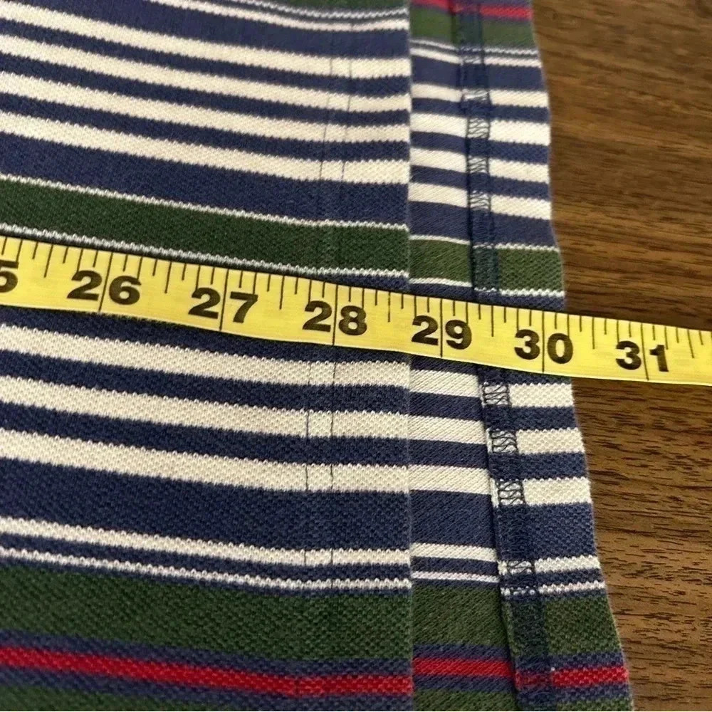 Vintage 90s Tommy Hilfiger Striped Long Sleeve Polo Shirt Black White Green Blue - Picture 10 of 12